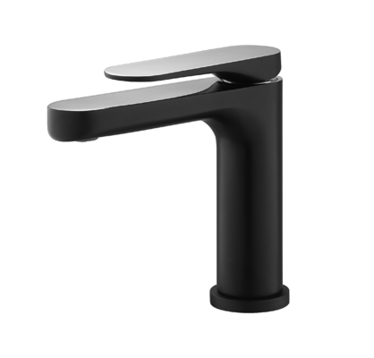 Robinet de lavabo noir mat et chrome Robinet à cartouche en céramique de 25 mm