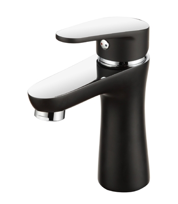 Robinet de lavabo de salle de bain contemporain Laiton mi-chrome mi-noir