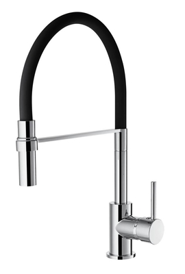 Robinet mélangeur de cuisine à cartouche de 35 mm, bec en silicone à 360 degrés, chrome