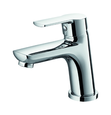 Robinet de lavabo de salle de bains commercial à une poignée en métal chromé 142 mm de haut