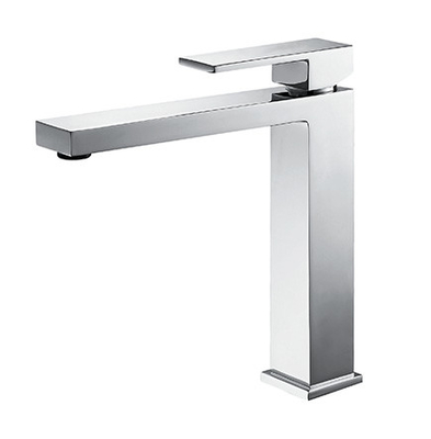 Robinet de lavabo à poignée unique robinet de salle de bain chromé à corps haut