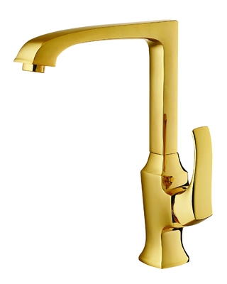 Robinet de mélangeur monté par plate-forme d'évier de poignée du robinet 1 de mélangeur de cuisine d'or de lumière de SABS