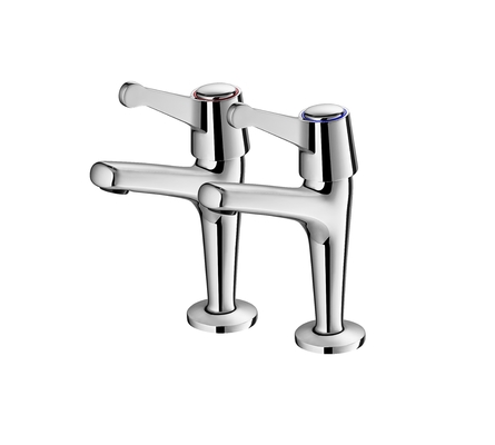 Robinet à deux poignées à double trou monté sur le pont moderne OEM en chrome poli