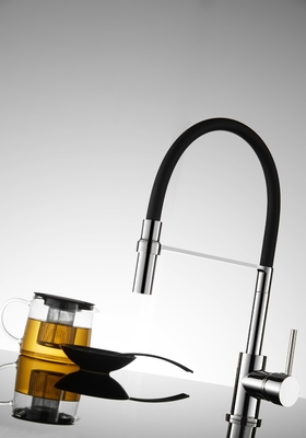 Support de pont de robinet de mélangeur de cuisine de Chrome de bec de silicone avec la cartouche de 35mm