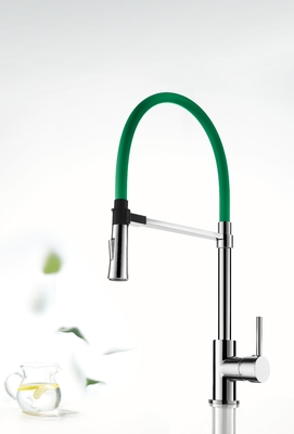 Robinet de cuisine à tirette magnétique monotrou vert chrome mitigeur d'eau de cuisine