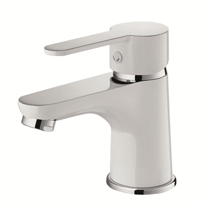 Robinet de lavabo à levier unique cartouche en céramique chrome/blanc Robinet de salle de bain