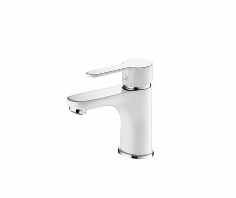 Robinet de lavabo à eau chaude et froide en laiton à poignée unique chrome / blanc