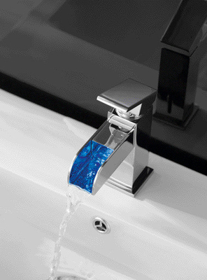 Robinet de lavabo cascade lumière LED alimentation en eau chaude et froide