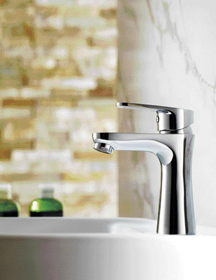 Robinet de lavabo de salle de bain moderne en laiton chromé avec valve en céramique