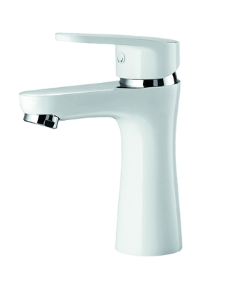 Robinet de lavabo de salle de bain contemporain Laiton mi-chrome mi-blanc