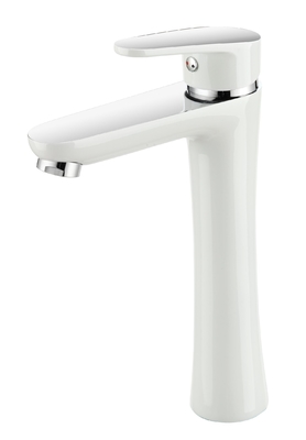 Robinet de lavabo eau froide et chaude Laiton mi-chrome mi-blanc