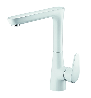 Mitigeur de cuisine blanc chromé robinet mitigeur eau chaude et froide anti-vieillissement