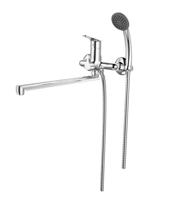Mitigeur monocommande bain bec long pour installation murale, chrome