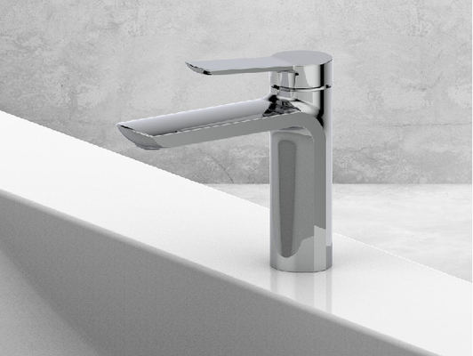 Mitigeur de salle de bain chromé noir à levier unique sans tirette