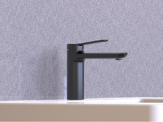 Mitigeur de salle de bain chromé noir à levier unique sans tirette