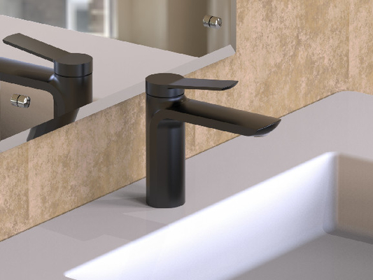 Mitigeur de salle de bain chromé noir à levier unique sans tirette