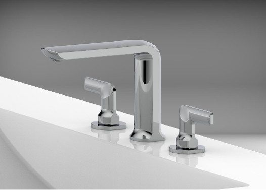 Robinet de lavabo de salle de bain à 2 poignées répandu couleur chrome à 3 trous