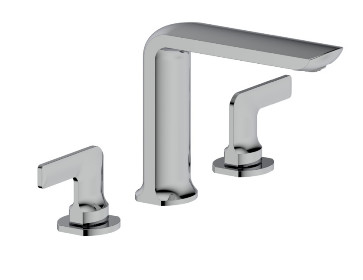 Robinet de lavabo de salle de bain à 2 poignées répandu couleur chrome à 3 trous