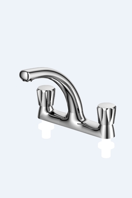 Robinets de bassin en chrome monobloc vintage à trois trous à poignées doubles, robinet de salle de bain antique en laiton