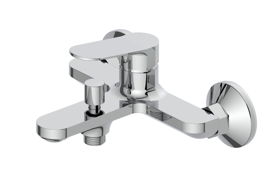 Mélangeur de baignoire robinet à levier unique salle de bain monté sur le mur monté à la surface Mélangeur de bain douche monté chrome 1/2 pouce